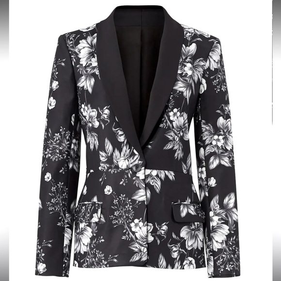 SACHIN & BABI GORGEOUS Midnight Floral Blazer w/solid lapel & relaxed fit size 8 - Picture 1 of 10